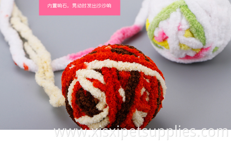 long tail woolen yarn cat ball toys sounding interactive funny play kitten ball toys